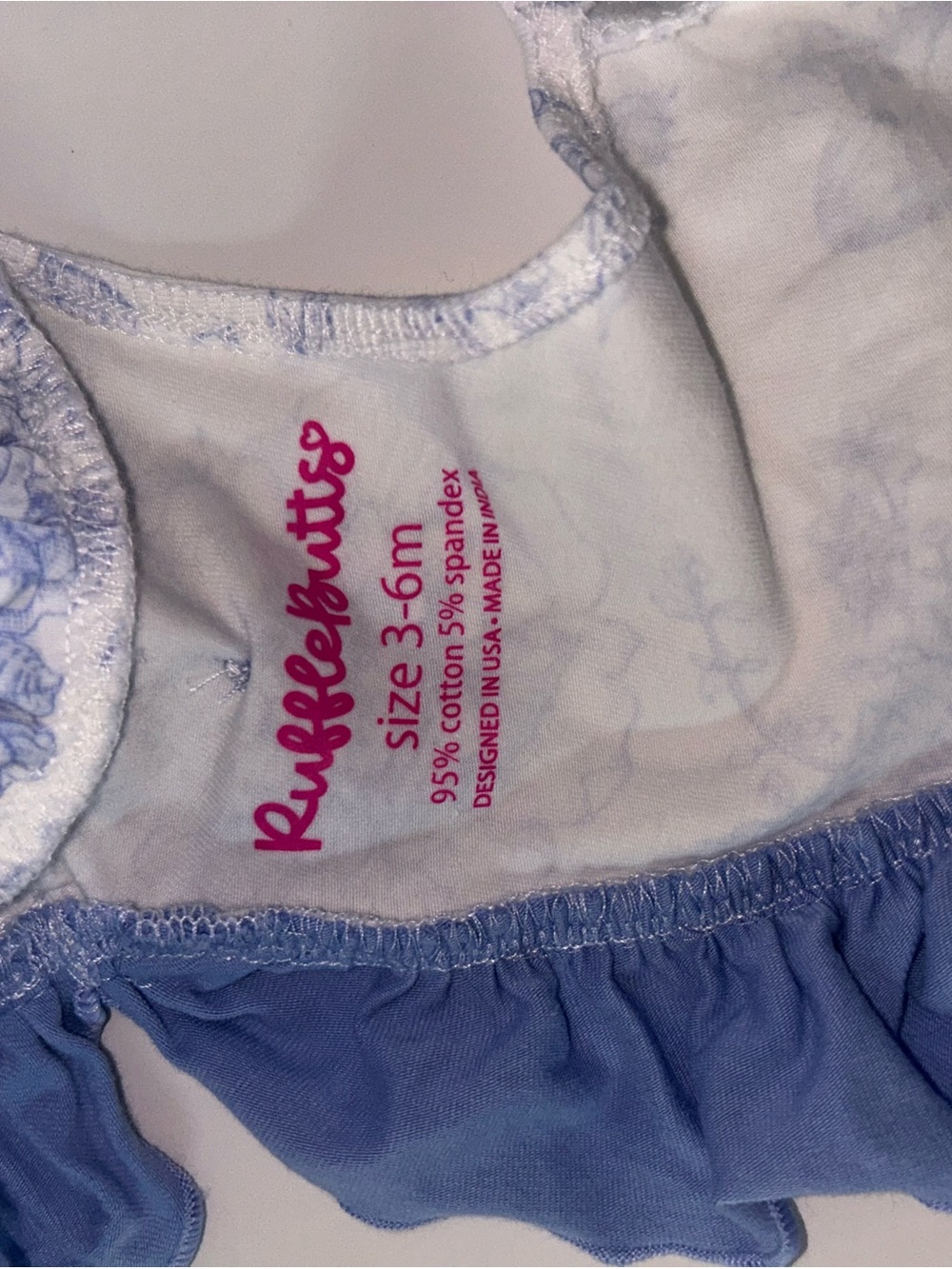 Ruffle Butts Blue and White Floral Ruffle Matching Set - Picture 3 of 3